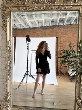 Free people lace black mini dress